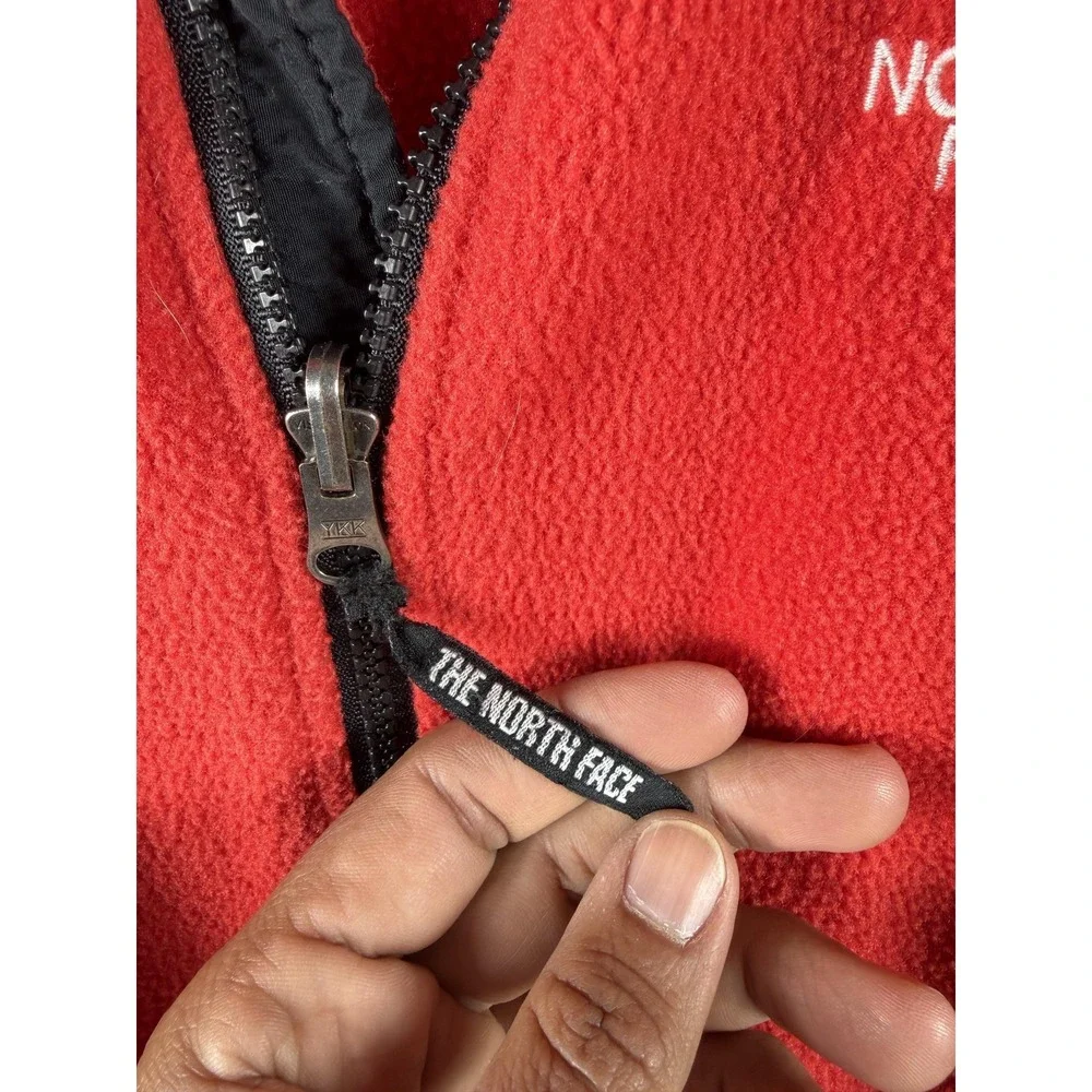 The North Face Jacket Mens Medium Red Black Fleece Full Zip Polartec USA Outdoor